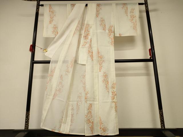 平和屋着物＊夏物 小紋 絽 草花文 正絹 逸品 AABE4359jd