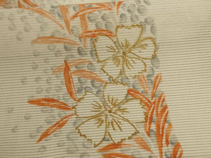 平和屋着物＊夏物 小紋 絽 草花文 正絹 逸品 AABE4359jd