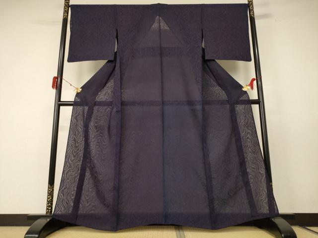 平和屋着物＊夏物 色無地 紗 本藍 黒紅色 正絹 逸品 AABE4364jd