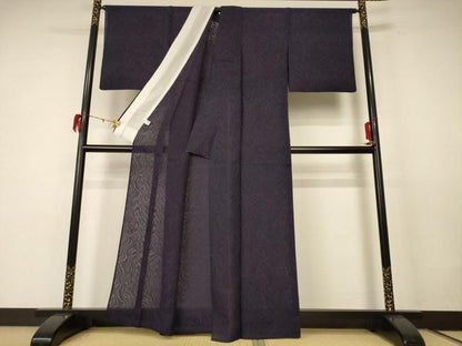 平和屋着物＊夏物 色無地 紗 本藍 黒紅色 正絹 逸品 AABE4364jd