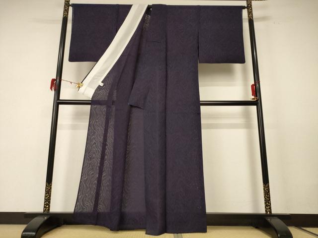 平和屋着物＊夏物 色無地 紗 本藍 黒紅色 正絹 逸品 AABE4364jd