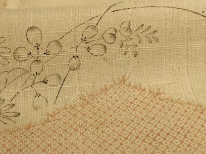 平和屋着物＊夏物 銀座きしや 訪問着 生紬 手描き 菱草花文 反端付き 正絹 逸品 AABE4370jd