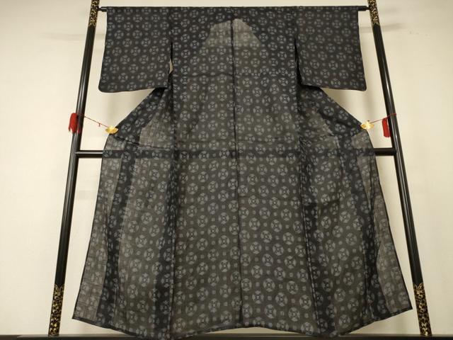 平和屋着物＊夏物 重要無形文化財 本場宮古上布 幾何学丸文 苧麻 逸品 AABE4371jd