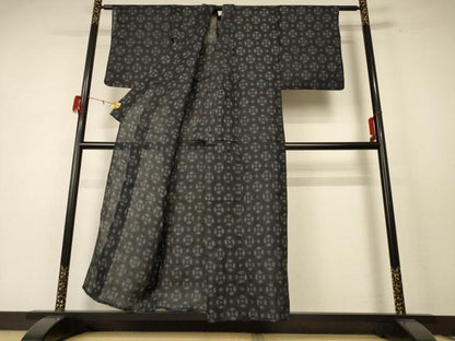平和屋着物＊夏物 重要無形文化財 本場宮古上布 幾何学丸文 苧麻 逸品 AABE4371jd