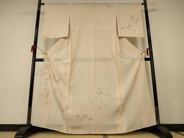 平和屋着物＊夏物 訪問着 絽 駒刺繍 草花文 金彩 正絹 逸品 AABE4373jd