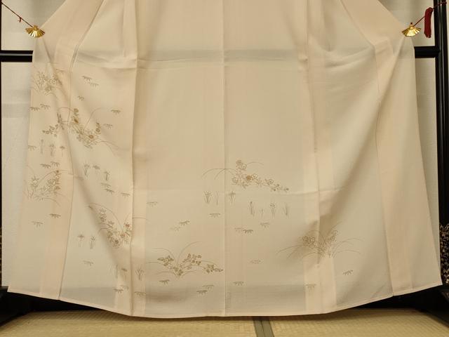 平和屋着物＊夏物 訪問着 絽 駒刺繍 草花文 金彩 正絹 逸品 AABE4373jd