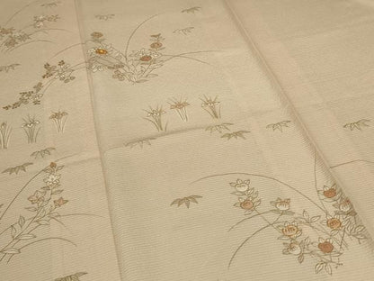 平和屋着物＊夏物 訪問着 絽 駒刺繍 草花文 金彩 正絹 逸品 AABE4373jd
