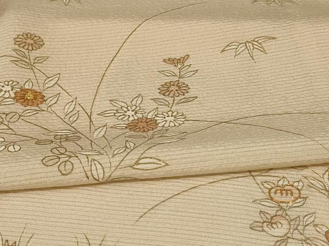 平和屋着物＊夏物 訪問着 絽 駒刺繍 草花文 金彩 正絹 逸品 AABE4373jd