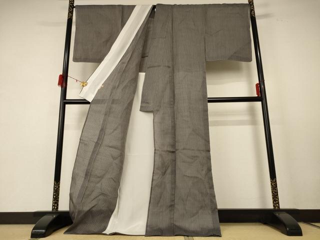 平和屋着物＊夏物　石川県指定無形文化財　能登上布　本麻手織上布　縞　ロング丈　ますいわ屋扱い　麻　逸品　AABE4376jd