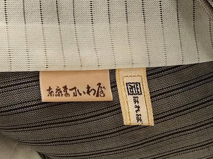平和屋着物＊夏物　石川県指定無形文化財　能登上布　本麻手織上布　縞　ロング丈　ますいわ屋扱い　麻　逸品　AABE4376jd