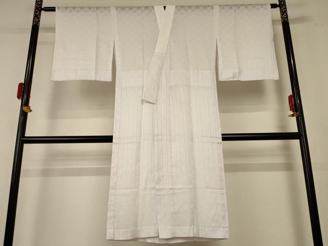 平和屋着物＊夏物 長襦袢 市松紋紗 薄梅鼠色 正絹 逸品 AABE4378jd