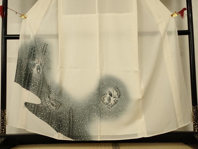 平和屋着物＊夏物 訪問着 絽 花蝶文 暈し染め 銀彩