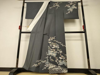 平和屋着物＊夏物 訪問着 絽 松竹梅 鶴 正絹 逸品 AABE4383jd
