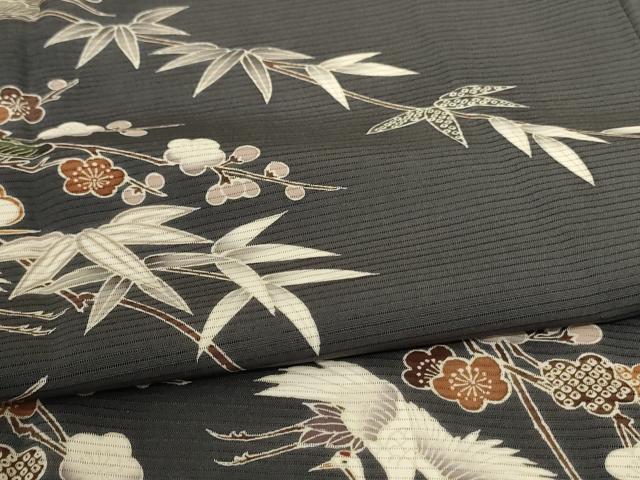 平和屋着物＊夏物 訪問着 絽 松竹梅 鶴 正絹 逸品 AABE4383jd