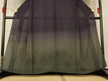 平和屋着物＊夏物 訪問着 縦絽 中国三大刺繍 スワトウ刺繍 汕頭刺繍 鳳凰花文 暈し染め 正絹 逸品 AABE4388jd