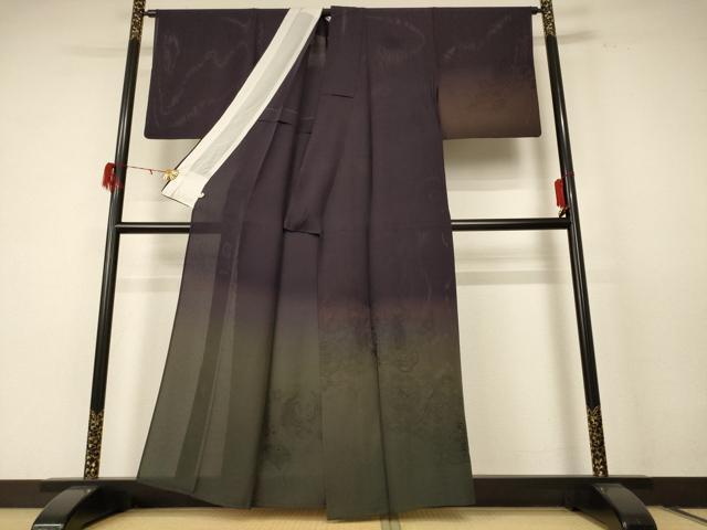 平和屋着物＊夏物 訪問着 縦絽 中国三大刺繍 スワトウ刺繍 汕頭刺繍 鳳凰花文 暈し染め 正絹 逸品 AABE4388jd