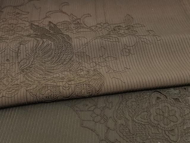 平和屋着物＊夏物 訪問着 縦絽 中国三大刺繍 スワトウ刺繍 汕頭刺繍 鳳凰花文 暈し染め 正絹 逸品 AABE4388jd
