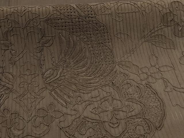 平和屋着物＊夏物 訪問着 縦絽 中国三大刺繍 スワトウ刺繍 汕頭刺繍 鳳凰花文 暈し染め 正絹 逸品 AABE4388jd