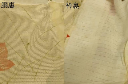 平和屋着物＊夏物 小紋 絽 花蝶文 洗える着物 AABE4389jd