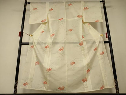 平和屋着物＊夏物 小紋 絽 花蝶文 洗える着物 AABE4389jd