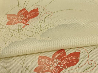 平和屋着物＊夏物 小紋 絽 花蝶文 洗える着物 AABE4389jd