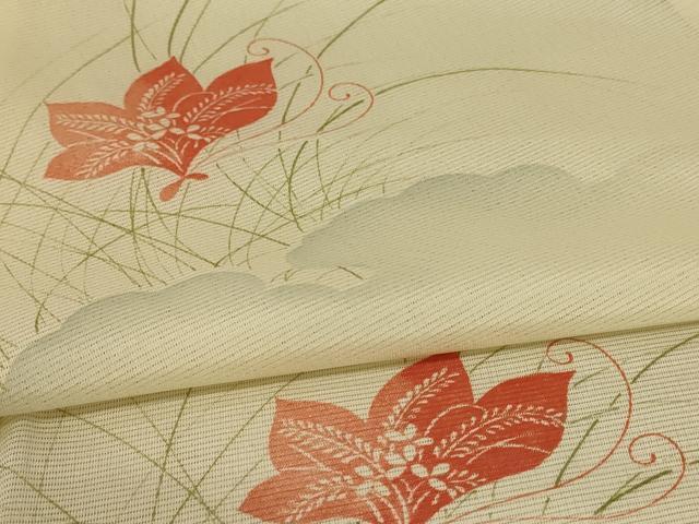 平和屋着物＊夏物 小紋 絽 花蝶文 洗える着物 AABE4389jd