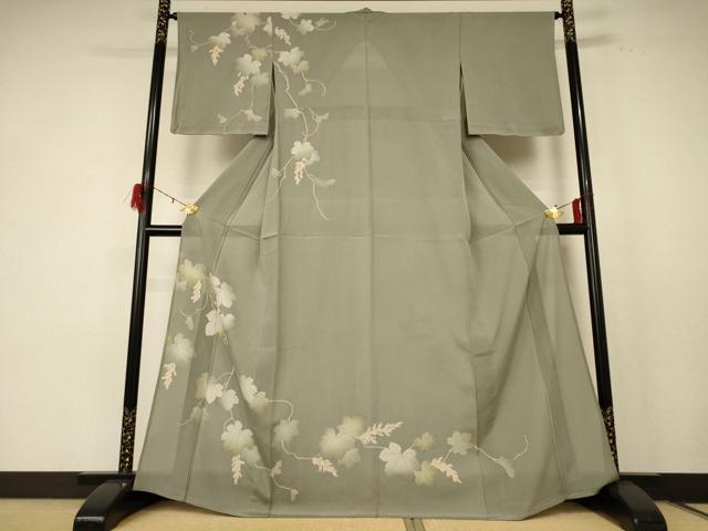 平和屋着物＊夏物　訪問着　絽縮緬　蔦の葉文　正絹　逸品　未使用　AABE4400jd
