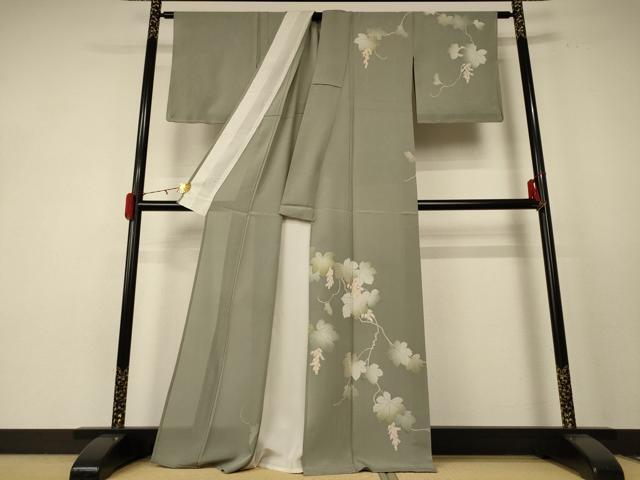 平和屋着物＊夏物　訪問着　絽縮緬　蔦の葉文　正絹　逸品　未使用　AABE4400jd