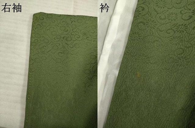 平和屋着物●上質な色無地　花唐草地紋　藍媚茶色　正絹　逸品　AABE4401ck