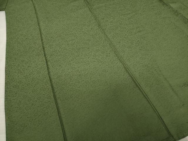 平和屋着物●上質な色無地　花唐草地紋　藍媚茶色　正絹　逸品　AABE4401ck
