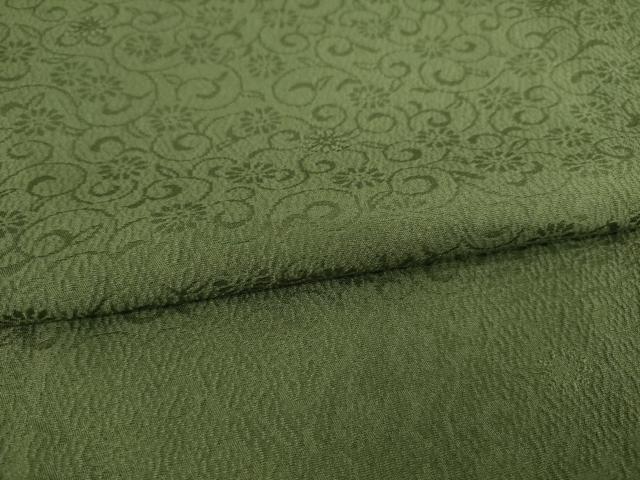 平和屋着物●上質な色無地　花唐草地紋　藍媚茶色　正絹　逸品　AABE4401ck