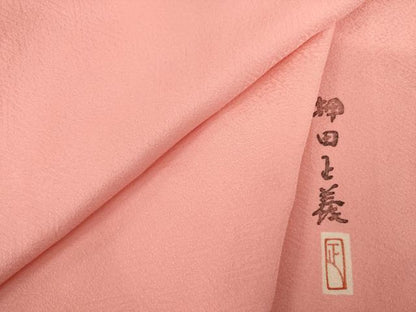 平和屋着物●本加賀友禅作家　押田正義　色無地　薄紅色　正絹　逸品　未使用　AABE4403ck