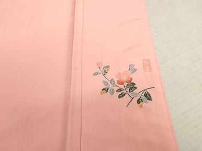 平和屋着物●本加賀友禅作家　押田正義　色無地　薄紅色　正絹　逸品　未使用　AABE4403ck