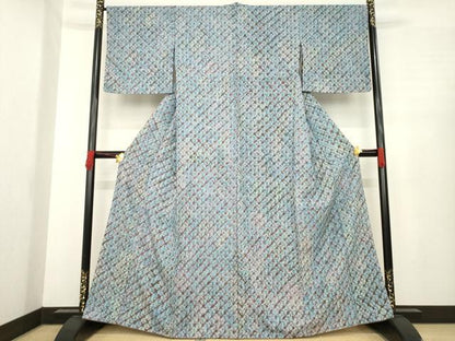 平和屋着物●菅原工房　菅原結作　漢方染紬　小紋　絞り　背抜き仕立て　正絹　逸品　AABE4419ck