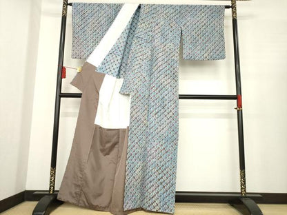 平和屋着物●菅原工房　菅原結作　漢方染紬　小紋　絞り　背抜き仕立て　正絹　逸品　AABE4419ck