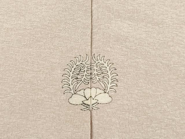 平和屋着物●銀座きしや　訪問着　駒刺繍　松竹梅吉祥文　薄柿色地　金彩　正絹　逸品　AABE4434ck