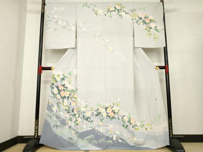 平和屋着物●訪問着　友禅　作家物　枝花文　正絹　逸品　AABE4435ck