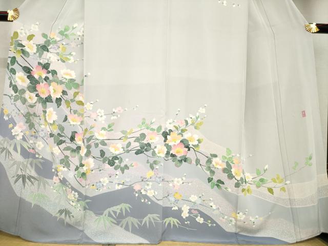 平和屋着物●訪問着　友禅　作家物　枝花文　正絹　逸品　AABE4435ck