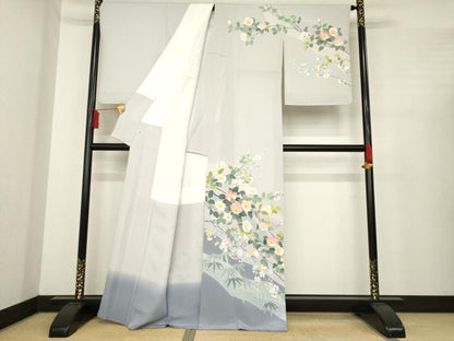 平和屋着物●訪問着　友禅　作家物　枝花文　正絹　逸品　AABE4435ck