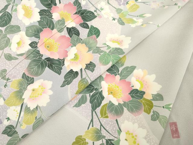 平和屋着物●訪問着　友禅　作家物　枝花文　正絹　逸品　AABE4435ck