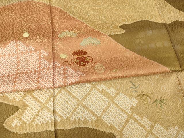 平和屋着物●訪問着　駒刺繍　絞り　遠山吉祥文　金彩　正絹　逸品　AABE4442ck