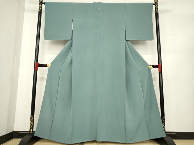 平和屋着物●上質な色無地 青鈍色 正絹 逸品 AABE4446ck