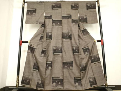 平和屋着物●本場大島紬　カタス7マルキ　エ霞花文　正絹　逸品　AABE4447ck