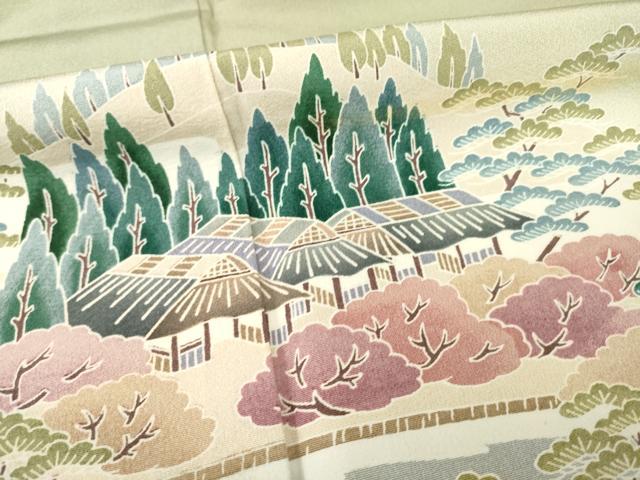 平和屋着物●訪問着　友禅　風景文　正絹　逸品　AABE4449ck