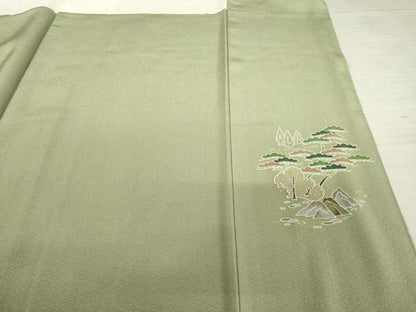 平和屋着物●訪問着　友禅　風景文　正絹　逸品　AABE4449ck