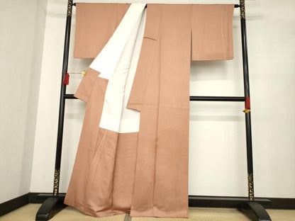 平和屋着物●無地絵羽訪問着　道長花丸地紋　土器色　正絹　逸品　AABE4451ck
