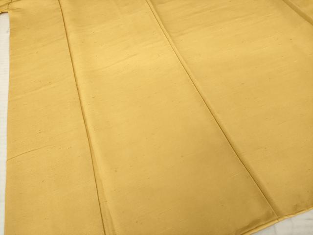 平和屋着物●上質な紬 ちぢみ織 色無地 黄土色 正絹 逸品 AABE4455ck
