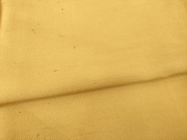 平和屋着物●上質な紬 ちぢみ織 色無地 黄土色 正絹 逸品 AABE4455ck