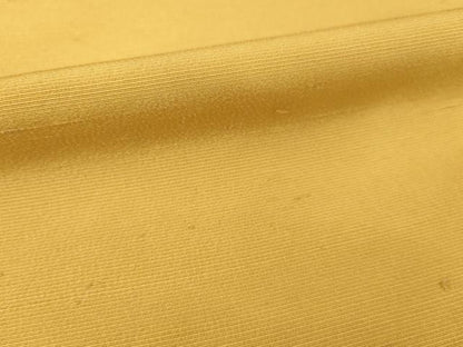 平和屋着物●上質な紬 ちぢみ織 色無地 黄土色 正絹 逸品 AABE4455ck