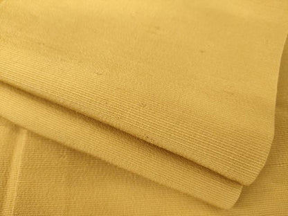 平和屋着物●上質な紬 ちぢみ織 色無地 黄土色 正絹 逸品 AABE4455ck